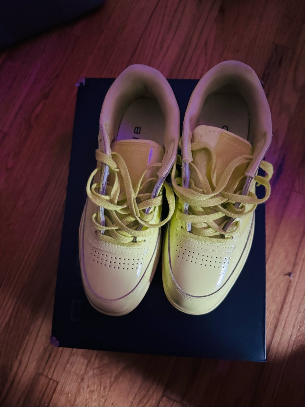 Reebok Yellow Leather Lace-Up Sneakers